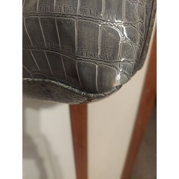 Y2K Vintage GUESS Grey With Bow Crocodile Handbag Tote Large Purse Silver Womens - Picture 10 of 16